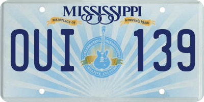 MS license plate OUI139