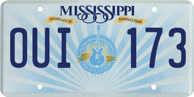MS license plate OUI173
