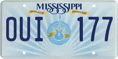 MS license plate OUI177