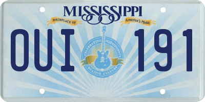 MS license plate OUI191