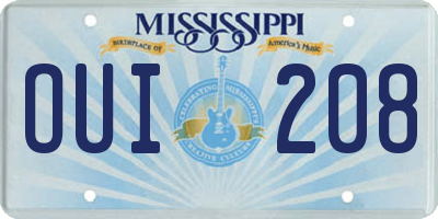 MS license plate OUI208