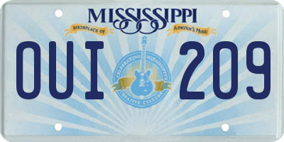 MS license plate OUI209