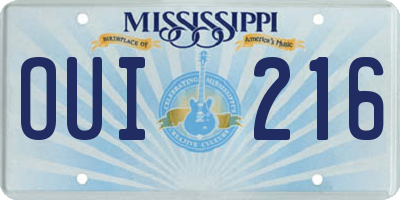 MS license plate OUI216
