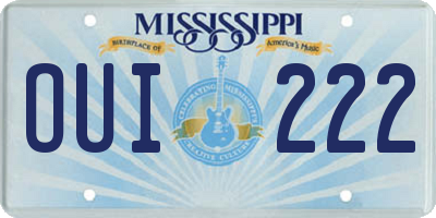 MS license plate OUI222