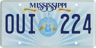 MS license plate OUI224