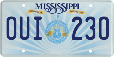 MS license plate OUI230