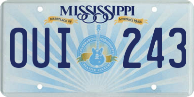 MS license plate OUI243