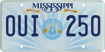 MS license plate OUI250