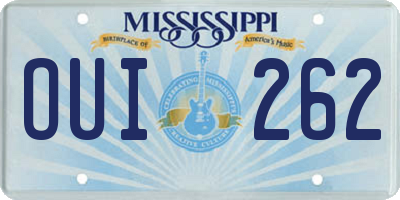 MS license plate OUI262