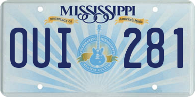 MS license plate OUI281