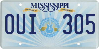 MS license plate OUI305