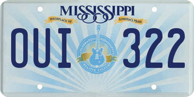 MS license plate OUI322