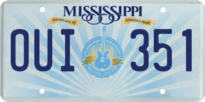 MS license plate OUI351