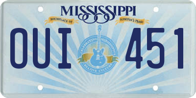 MS license plate OUI451