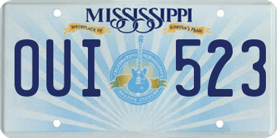 MS license plate OUI523