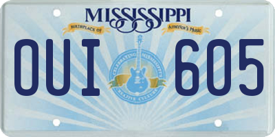 MS license plate OUI605
