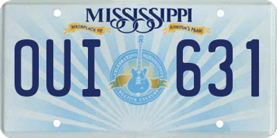 MS license plate OUI631