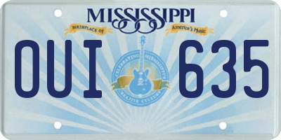 MS license plate OUI635