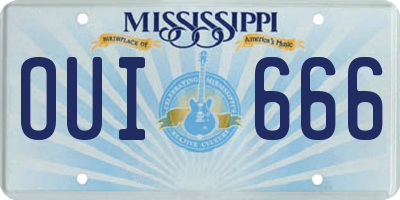 MS license plate OUI666