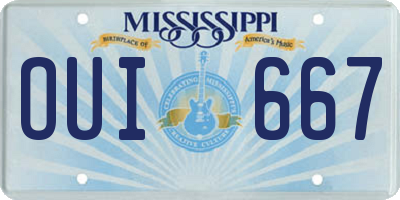 MS license plate OUI667