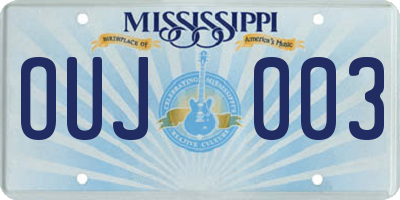 MS license plate OUJ003