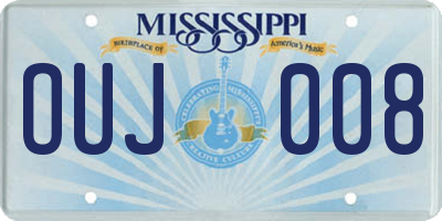 MS license plate OUJ008
