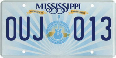 MS license plate OUJ013