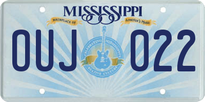 MS license plate OUJ022