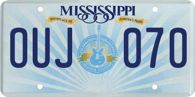 MS license plate OUJ070