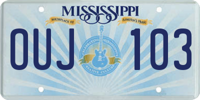 MS license plate OUJ103