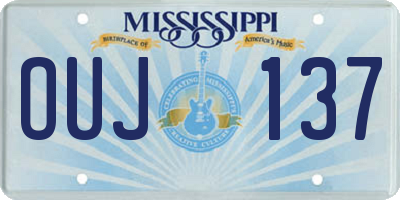 MS license plate OUJ137