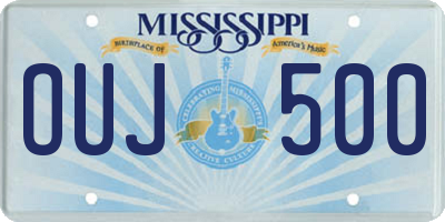 MS license plate OUJ500