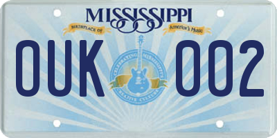 MS license plate OUK002