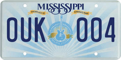 MS license plate OUK004