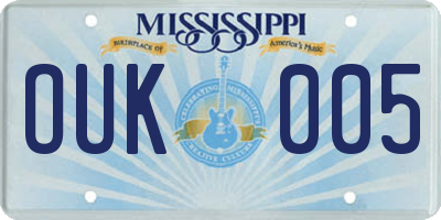 MS license plate OUK005