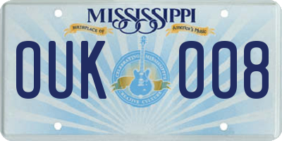 MS license plate OUK008
