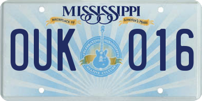 MS license plate OUK016
