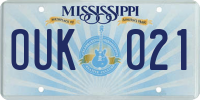 MS license plate OUK021