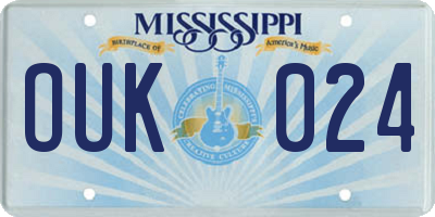 MS license plate OUK024
