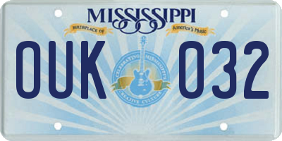 MS license plate OUK032