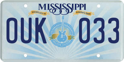 MS license plate OUK033