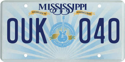 MS license plate OUK040