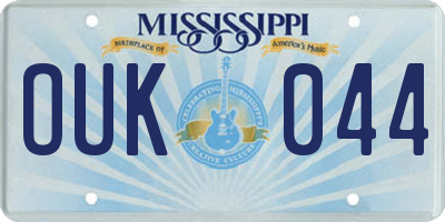 MS license plate OUK044