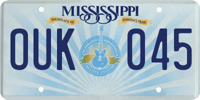 MS license plate OUK045