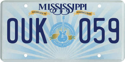 MS license plate OUK059
