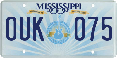 MS license plate OUK075