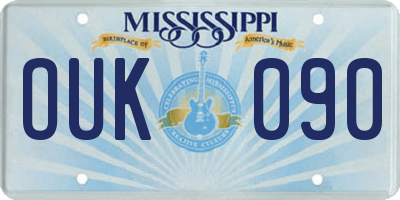 MS license plate OUK090