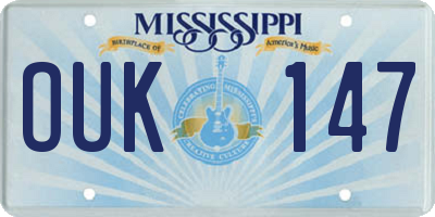 MS license plate OUK147