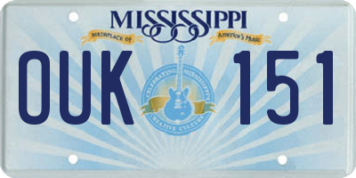 MS license plate OUK151