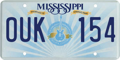 MS license plate OUK154